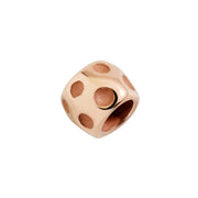 Componente granello in oro rosa 9K con superficie liscia e forma organica, dettaglio lucido.